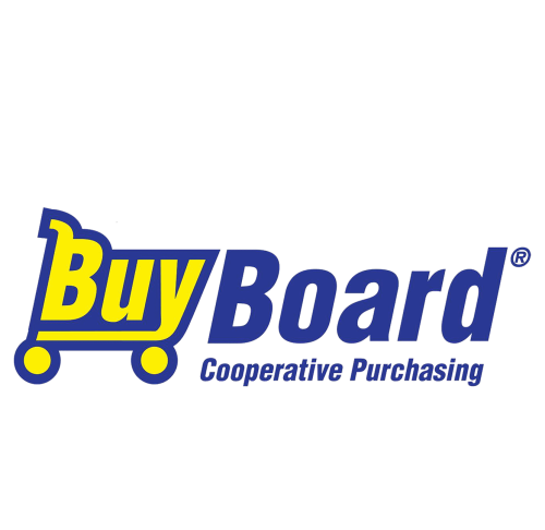 Logo of BuyBoard, featuring a stylized shopping cart icon with the word "Buy" in yellow and "Board" in blue. Below, the text reads "Cooperative Purchasing.