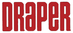 The image shows the word "DRAPER" written in bold, red, uppercase letters on a transparent background.